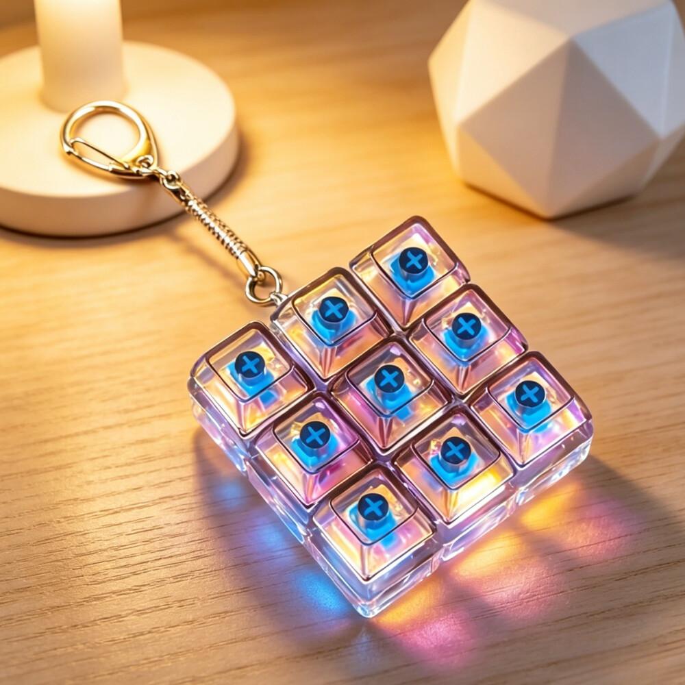 NEUER LED-Tastatur-Schlüsselanhänger Fidget Spielzeug Kristall Clicker Sensorisches Spielzeug zur Stressbewältigung Tastatur-Schlüsselanhänger Fidget Spielzeug für Erwachsene Kinder