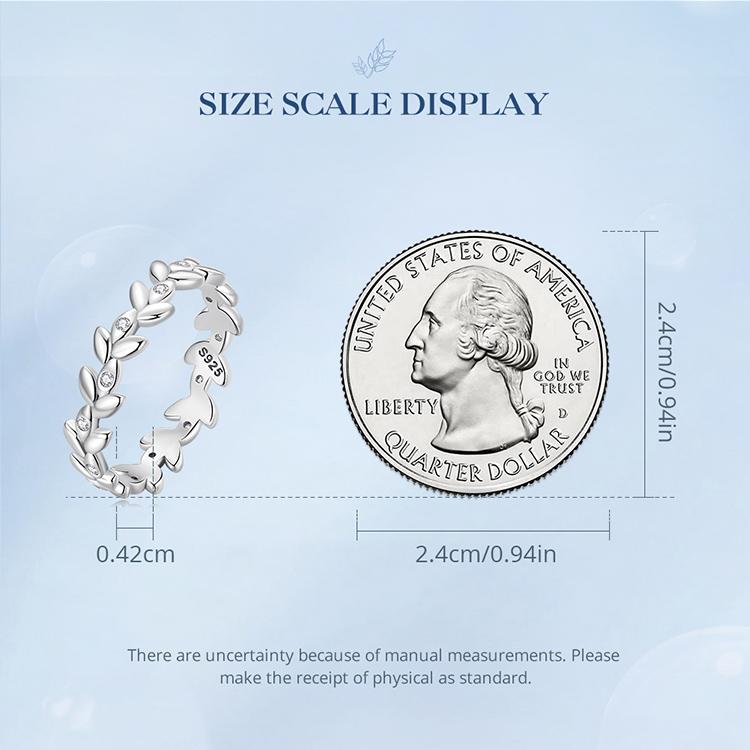 Sterling Silver Leaf Outline Ring - Dainty Cutout Design, Sizes 6-9, Gift Box Included - View #6