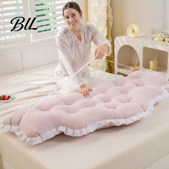 Wedge Pillow for Bed Headboard Cushion with Ruffle Trim, Dorm Pillow, Crown Shape, Comfortable Support College Bedroom Decor, Reading Back Window Seat