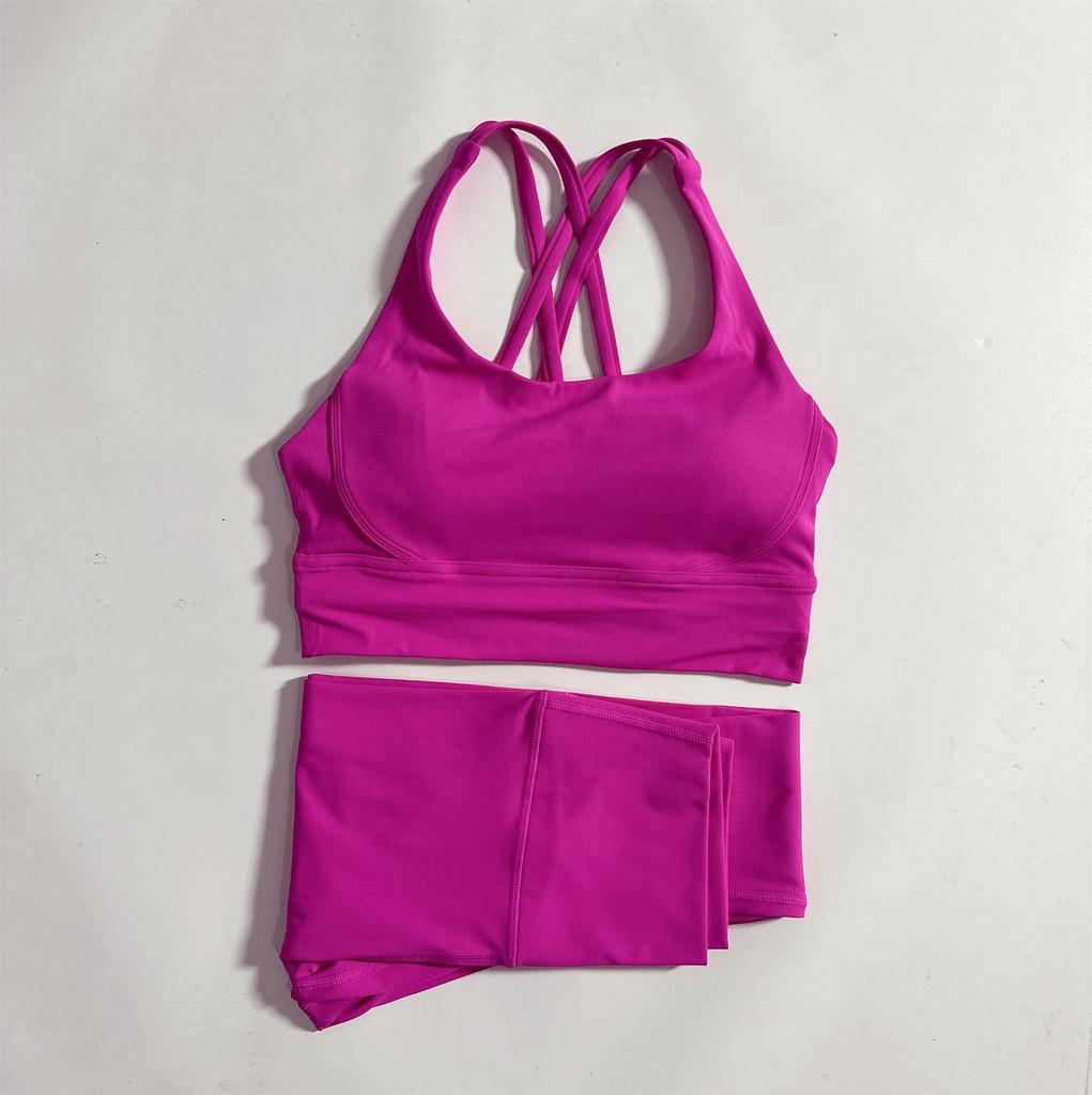 2-Piece Yoga Set: Cross-Back Sports Bra with Removable Pads & High-Waist Leggings