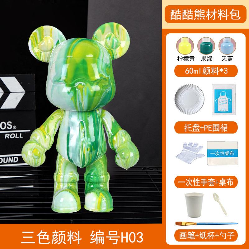 Homemade Creative Fluid Bear Fluid Cool Bears White Mold DIY Painting Handmade Toy Material Kit Gift Home Decor Animal Ornaments