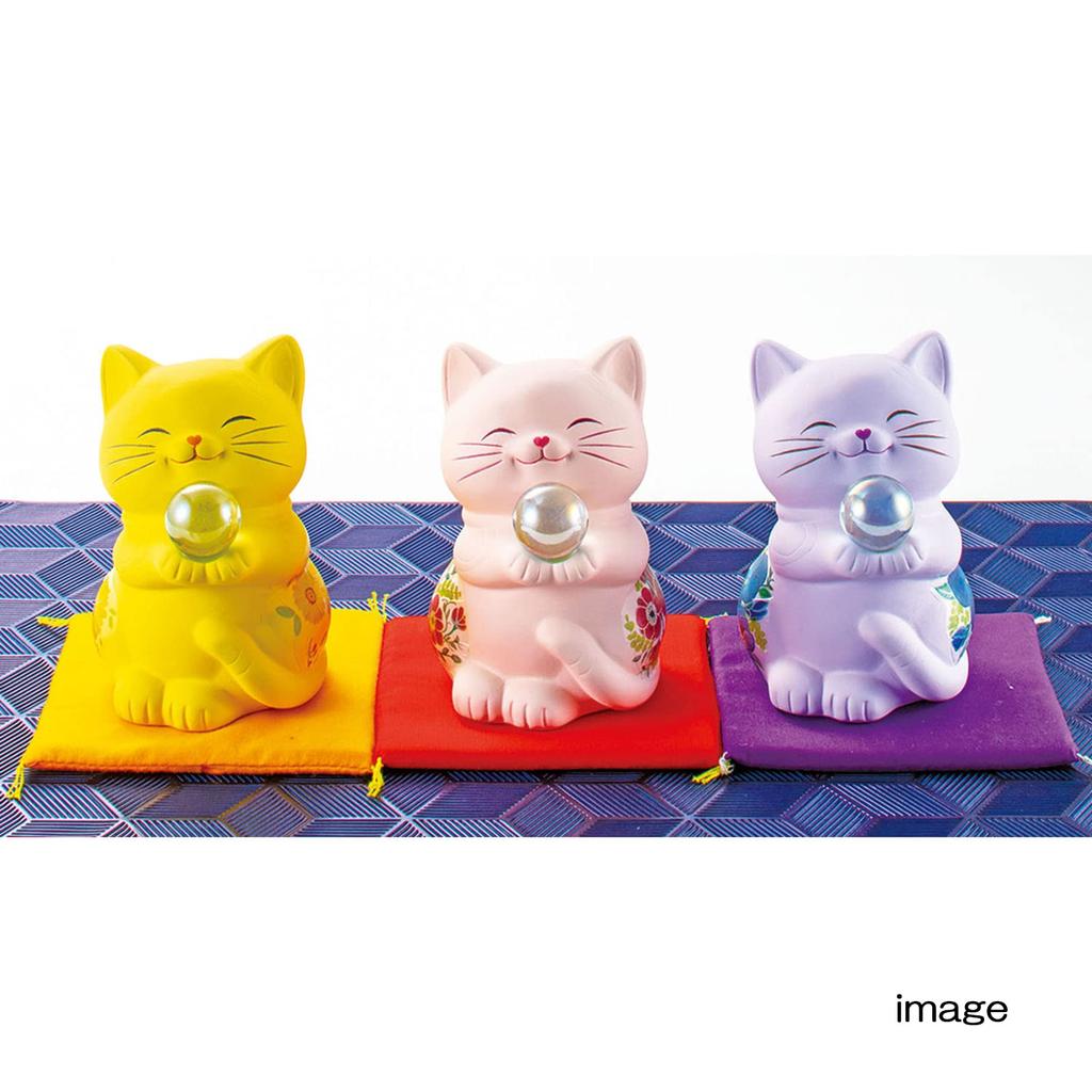 sun art Goods for Good Fortune Your Luck In Love and Happy Cat Piggy Bank Height Goods Cat Goods Cat Floral Pink Made In Japan "Improve Marriage,
