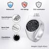 Black Zircon Signet Ring for Men Boys,Waterprfoof Stainless Steel Statement Ring,Punk Hip Hop Jewelry Birthday Party Gift