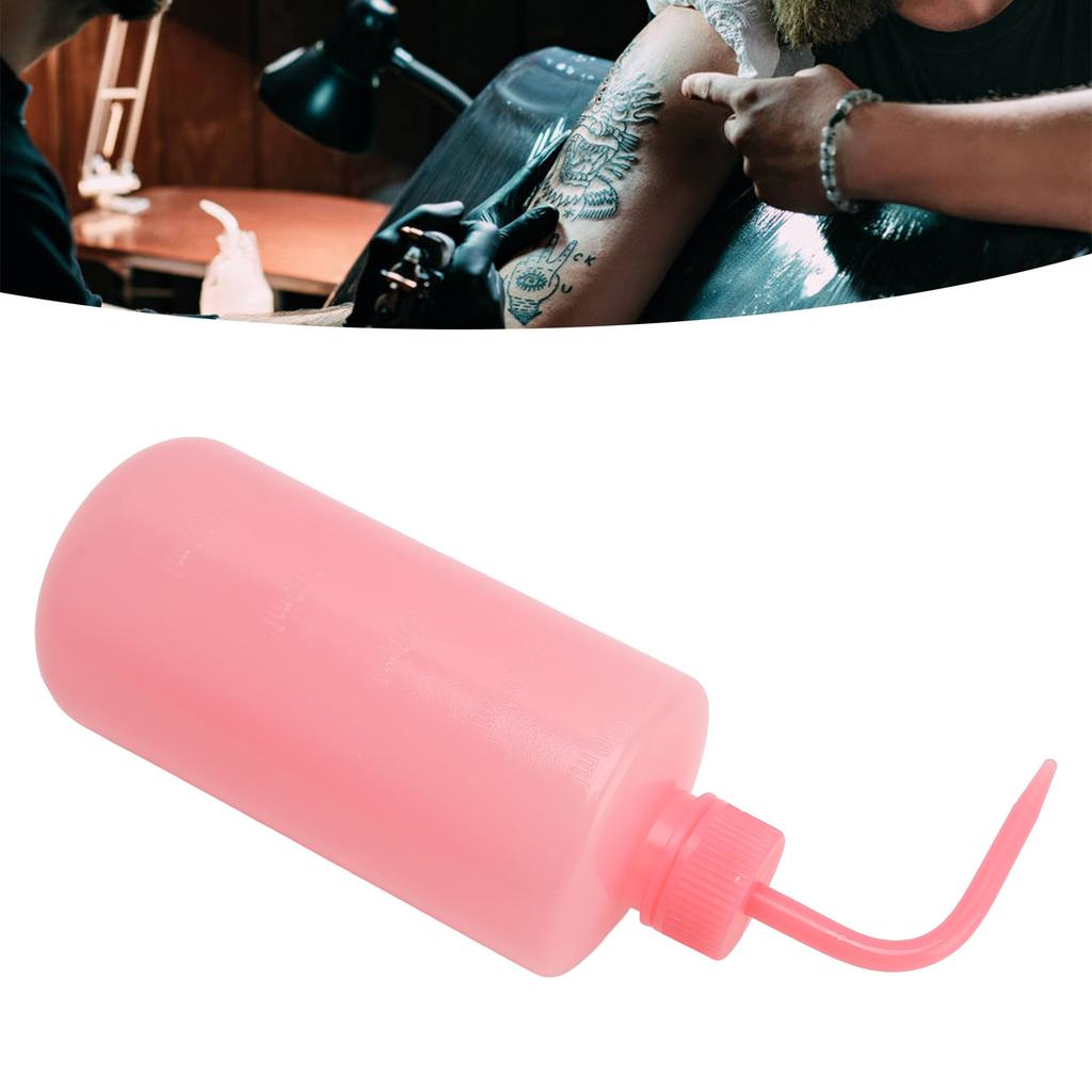 4 Stück Tattoo-Wäsche-Quetschflasche, gebogener Auslauf, Tattoo-Gießkanne mit Skala, 500 ml