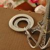 Damenmode Doppelkreise Strassbesetzt Lange Kette Halskette Schmuck Geschenk