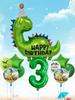 1set Happy Birthday Dinosaur Number Star Foil Balloons with Jurassic Theme Latex Balloon Children's Birthday Party Decorations