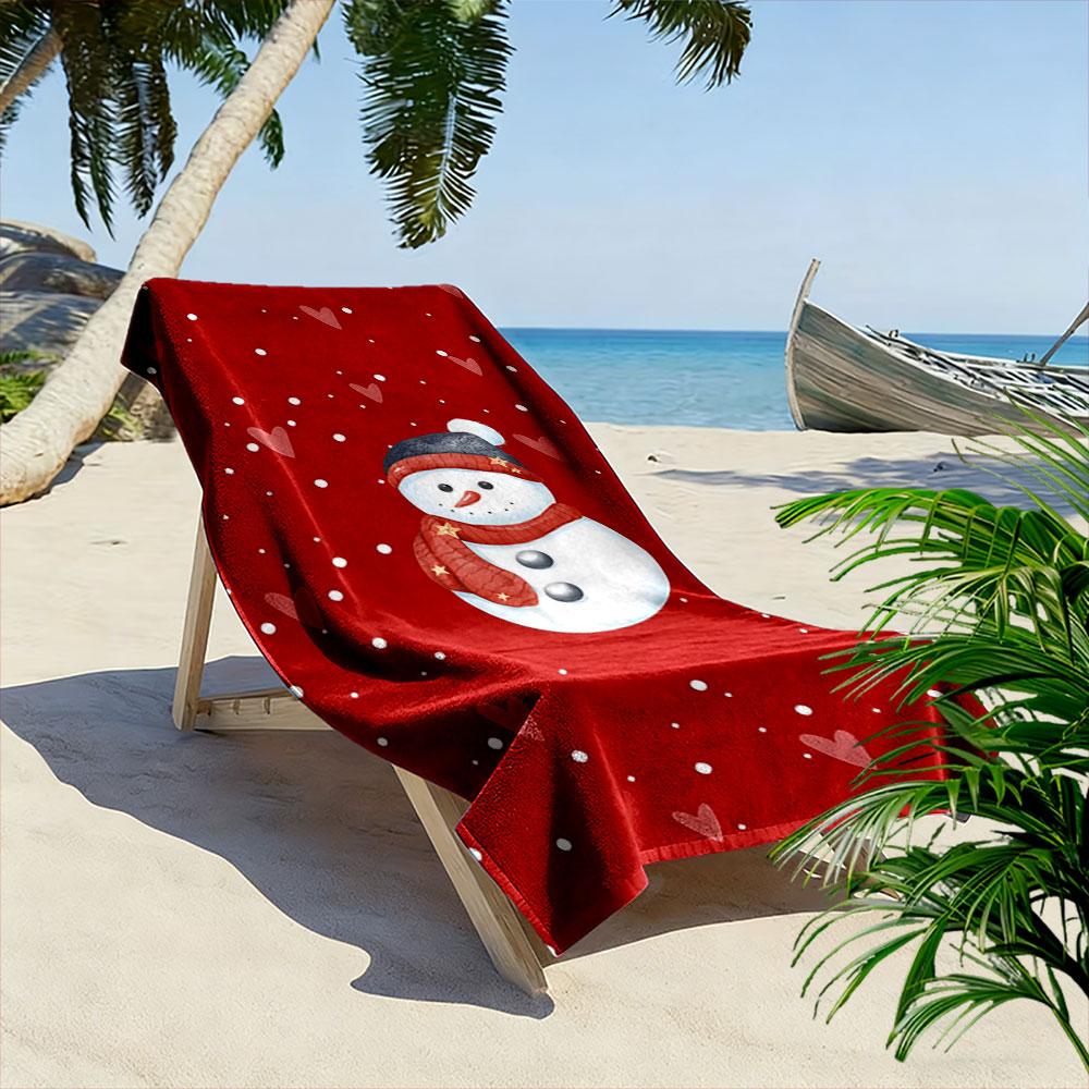 Snowy warmth embraces hearts Print beach towel, quick drying, suitable for travel, outdoor sports, jogging, the beach and swimming, gift