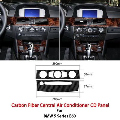 Karbon Fiber Araba İç Merkezi Klima CD Paneli Kapak Trim Araba Çıkartmaları BMW 5 Serisi E60 2004-2010