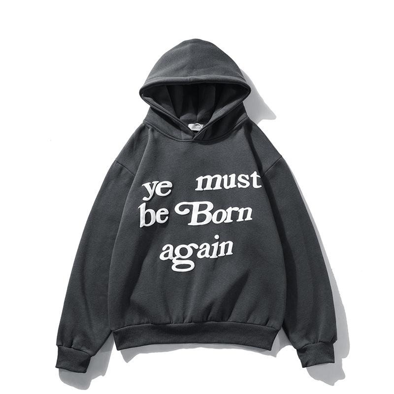 Cross-border supply, autumn and winter new ins hip-hop Kanye alphabet foam printing men and women s couple hoodie and fleece jacket M