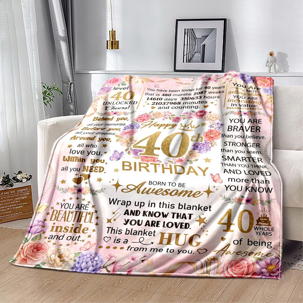 40th Birthday Celebration Quotes Blanket Warmthful Decor Great for Picnics Bed Office All-Season Use Warmthful Decor