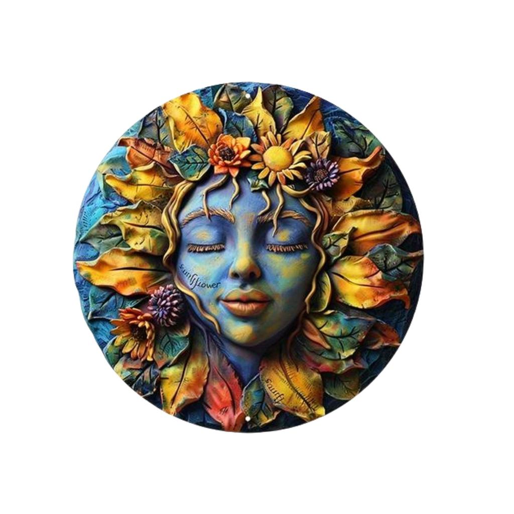 Unique African Mask Circular Aluminum Sign Wall Decor Art Painting Wreath Suitable for Home Caf É Bar Office Party Decoratio