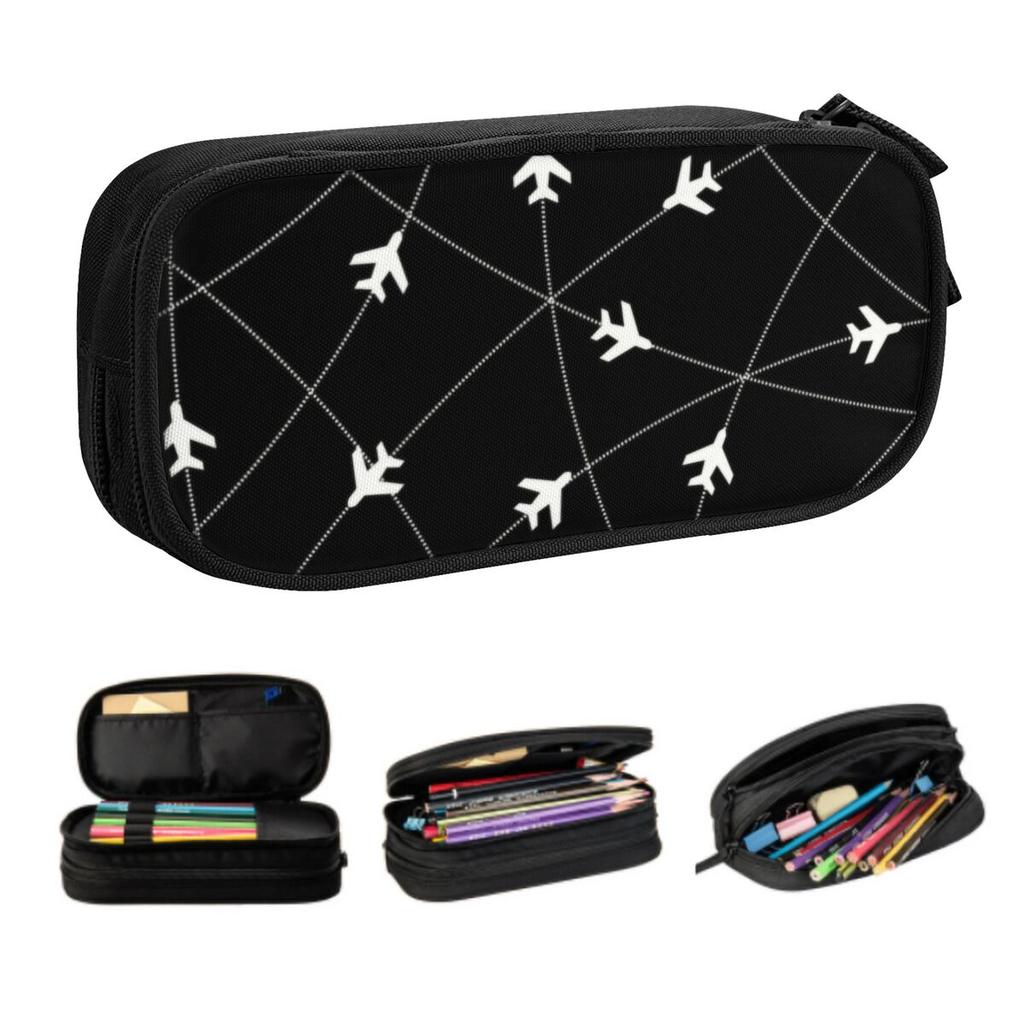 Custom Air Traffic Controllers Cute Pencil Cases Large Capacity Fighter Pilot Aircraft Pencil Bag Pouch Students Stationery