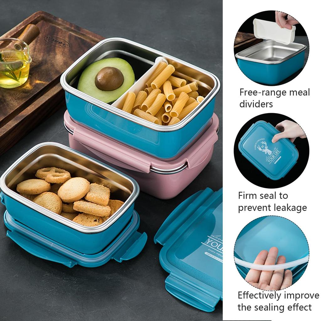 Large Capacity Bento Lunch Waterproof and Leakproof Lunch Box for Kids and with Removable Stainless Stylish and Visually Appealing Lunch Box for and