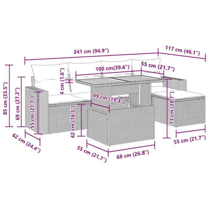 VidaXL Garden Lounge Set with Cushions 6 Pcs Beige Braided Resin 3327026