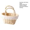 1:12 Scale Dollhouse Basket Mini Wicker Basket with Handles Micro-Scene Woven Storage Basket with Lace Trim for Doll House Accessories