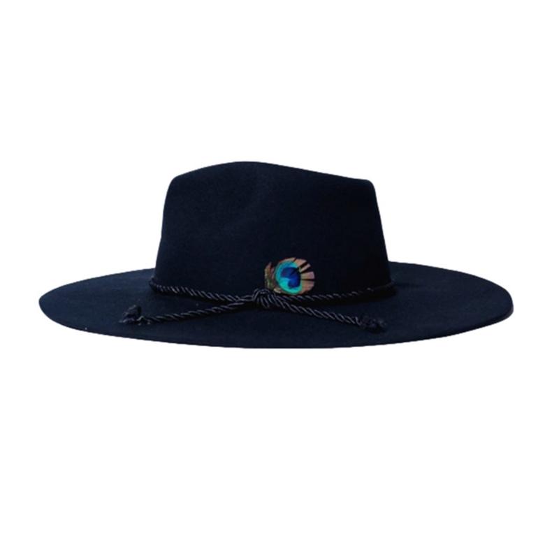 Vintage Wool Fedoras Hat For Men And Women Distressed Gentleman Breathable Unisex Hat For Outdoor Event L темно-синий