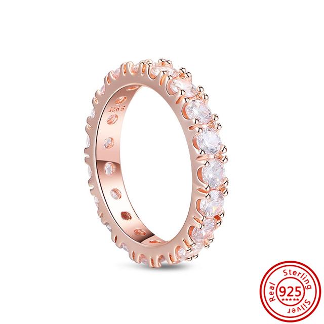 Authentic 100% 925 Sterling Silver Princess Regal Crown Heart Sparkling Zircon Luxury Circle Rings Women Wedding Jewelry
