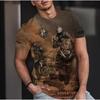 Summer Round Neck 3D Motorcycle Print Top Fashionable Casual Short Sleeved Men's T-shirts