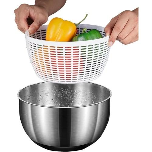 Tufduzo Electric Salad Spinner, Large Capacity, High-Speed ??Drainer for Vegetables and Fruits, Quiet Design with Basket, Easy Operation, Space-Saving