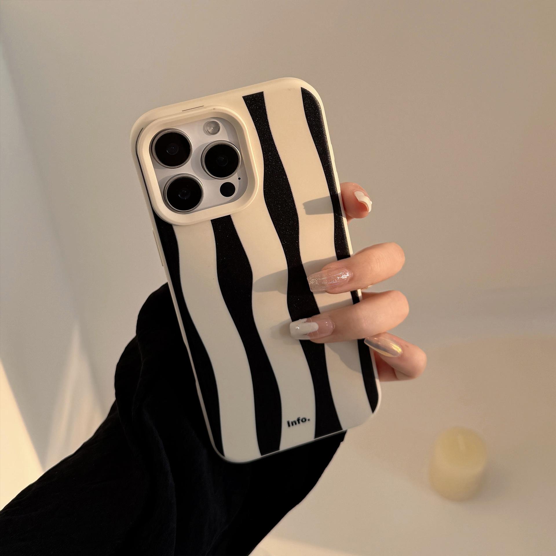 

Zebra Striped Iphone17 Mobile Phone Case Apple 14 Retro Stand 16promax Suitable for 13 Anti fall Advanced 12pro max(6.7)