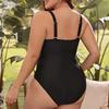 Plus Size One Piece Swimsuit Ruched Cross Slim Fit Tight Sexy Swimwear Women Fashion Beach Vacation Elegant Bathing Suit