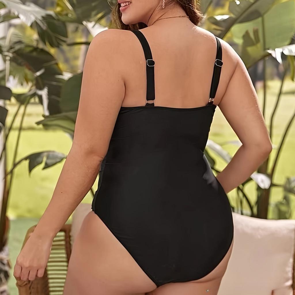 Plus Size One Piece Swimsuit Ruched Cross Slim Fit Tight Sexy Swimwear Women Fashion Beach Vacation Elegant Bathing Suit