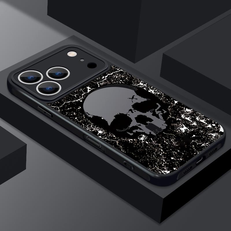 Creative Skull Pattern Magnetic Phone Case For iPhone 17e 17 16 15 14 13 Pro Max 16e 11 For Magsafe Wireless Charge Hard Cover
