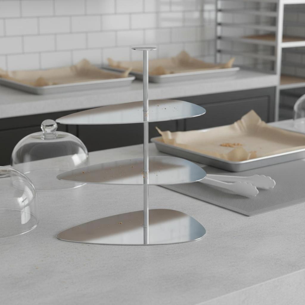Three-Tier Dessert Stand Upright Column Mirrored Sturdy