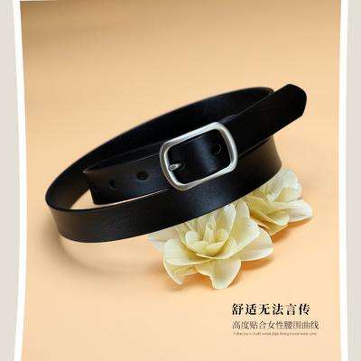 Retro Casual Cowhide Belt Women'S Fashion Simple Trendy Jeans Belt Alloy Japanese Buckle Belt