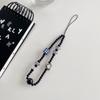 Mobile Phone Chain White Pearl Bow Ins Simple Wind Square Pendant Love Striped Bead Accessories, Mobile Phone Lanyard