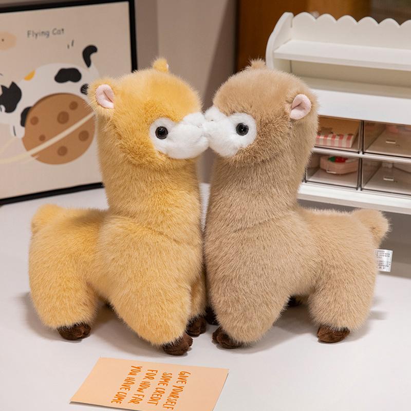 Simulated Cute And Charming Furry Alpaca Plush Playthings Stuffed Cartoon South American Lamb Dolls Adorable Sheep Model Girls Birth Date Gifts