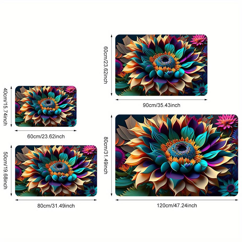 1 Stück Anti-Ermüdungs-Küchenteppiche, luxuriöser Blumendruck, wasserdicht, rutschfest, dick gepolstert, Küchenmatte, strapazierfähig, bequeme Stehmatte für die Küche