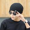 Men Knitted Hat Winter Beanie Cap Slouchy Cold Resistant Solid Color Warm High Elastic Thick Plush Soft Anti-slip Decorative Men Outdoor Cycling