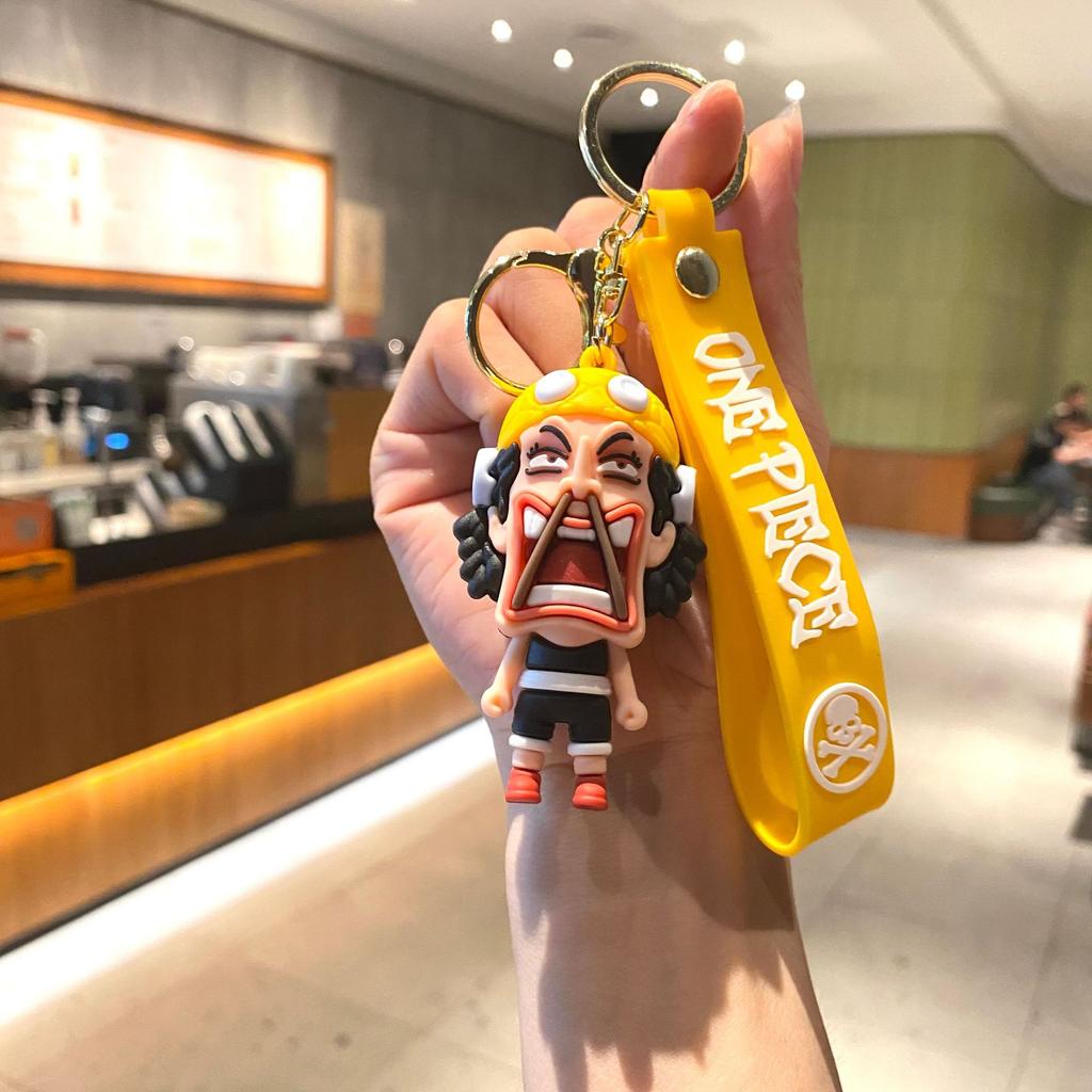 Perfect New Cartoon One Piece Key Chain Luffy Zoro Nami Usopp Chopper Robin Franky Brook Jinbe Children's Student Model Doll Bag Pendant
