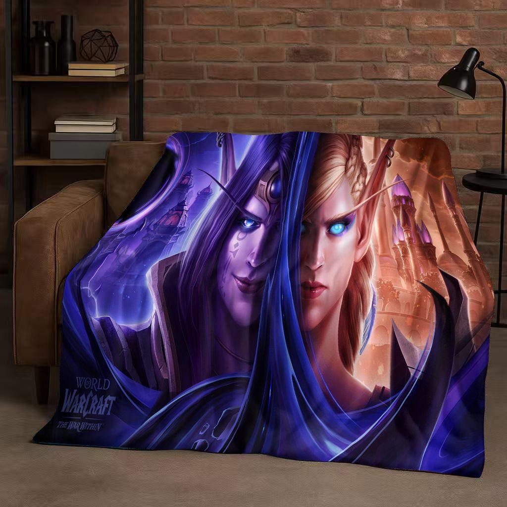 

3D WOW World of Warcraft Game Demon Hunter Arthas Cartoon Flannel Blanket,Ultra Soft Plush Throw for Home Bedroom Bed Sofa Cover 150x200cm