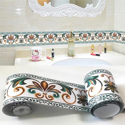 Bordures de papier peint 3D en PVC auto-adhésif imperméable, autocollants muraux pour salon salle de bains, ligne de coup de pied, bordure de décoration de maison 3D