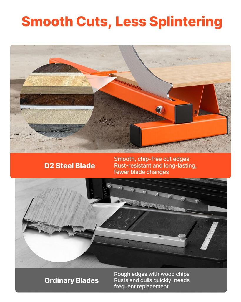 304.8mm Vinyl Floor Cutter, 10mm Thick Laminate Flooring Cutter with Cutting Angle Guide, Rubber Handle, Honing Stone, D2 Steel Blade for Cutting
