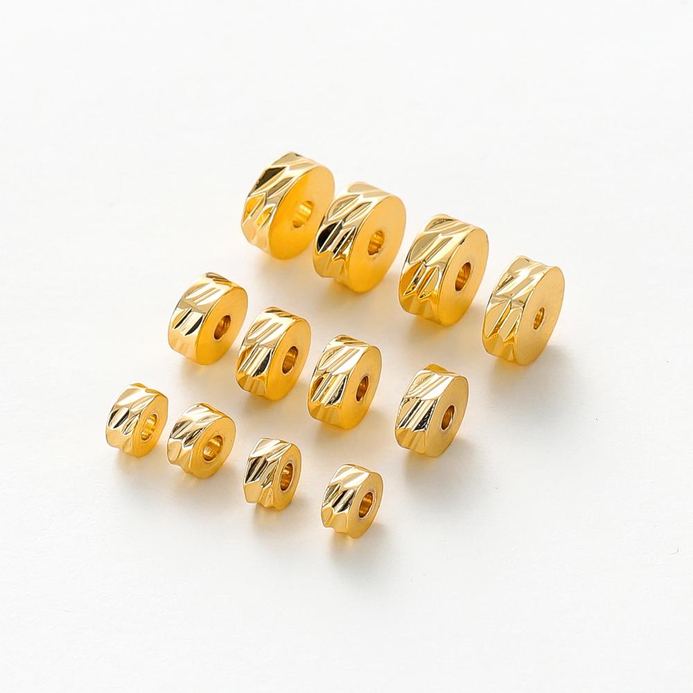 50Pcslot 4Mm 5Mm 6Mm 14K 18K Gold Brass Plating Flat Round Spacer Beads Round Diagonal-Cut Beads Diy Jewellery Making Supplies
