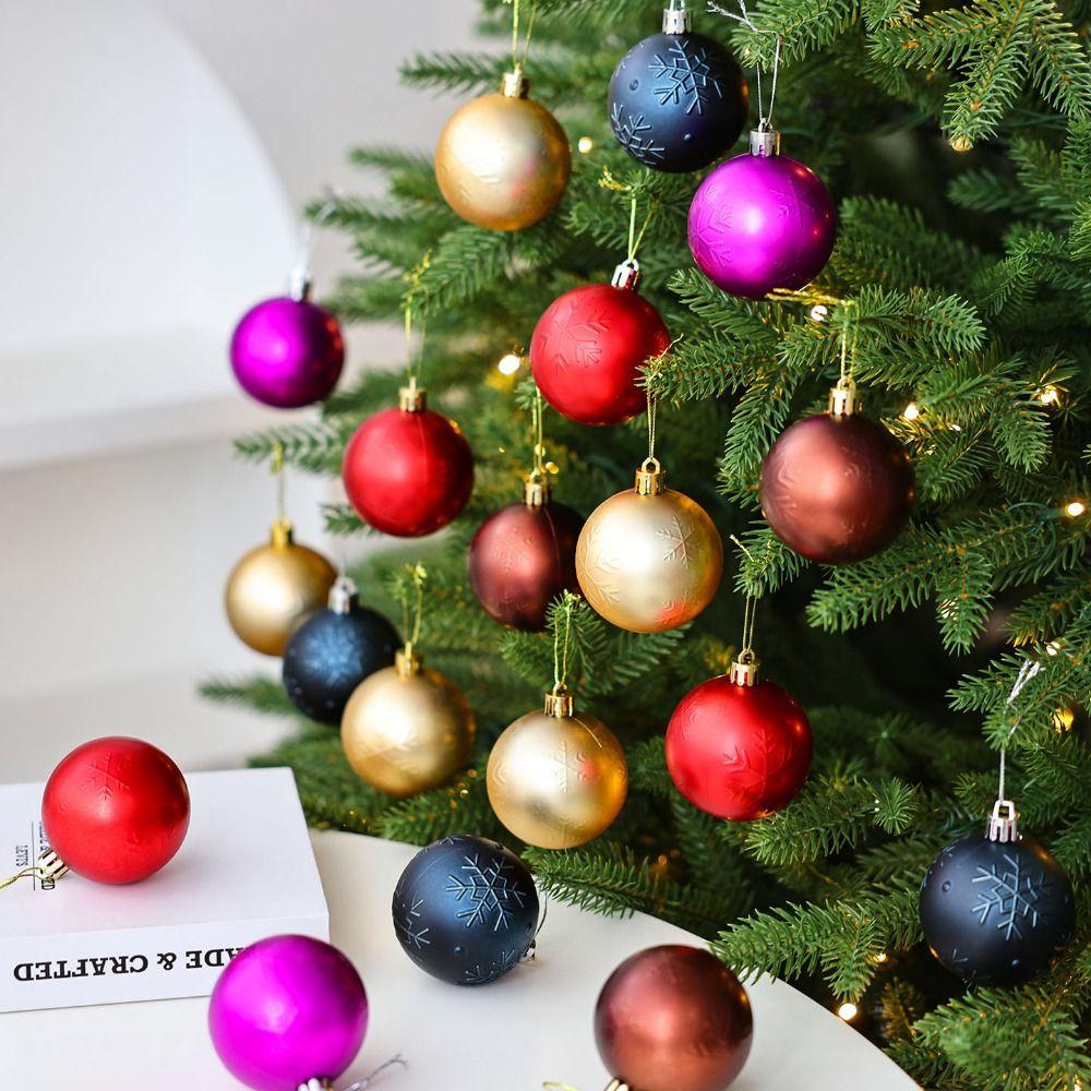 6Pcs 6cm Mirrored Christmas Balls Red/Blue Christmas Tree Pendants Christmas Hanging Balls  Gift