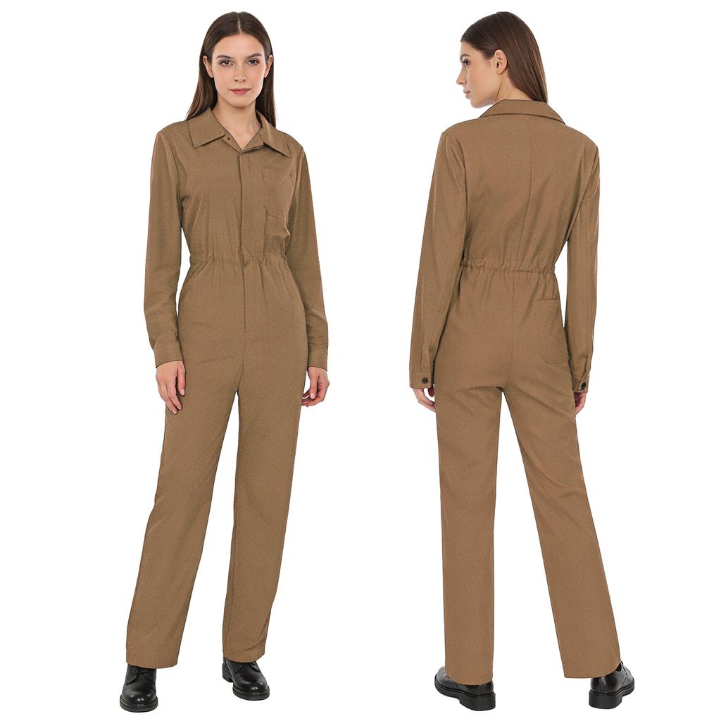 Womens Long Sleeve Coverall Mechanic Uniform Workwear Boiler Suit Overalls Loose Fit Jumpsuit Rompers