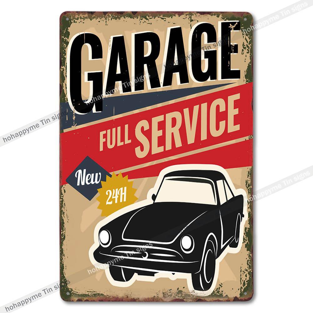 Garage Metal Tin Sign Wall Art Plaque Retro Vintage Auto Repair Shop Decor Man Cave Mechanic Tire Service Bar Pub Decoration