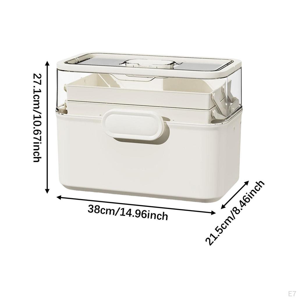 Medicine Box Clear Storage Container Lidded Large Capacity Art Crafts Case Sewing Supplies