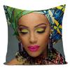 Fashion African Girl Lady Oil Painting Black Women Home Art Decoration Sofa Throw Pillow Case Polyester Cushion Cover