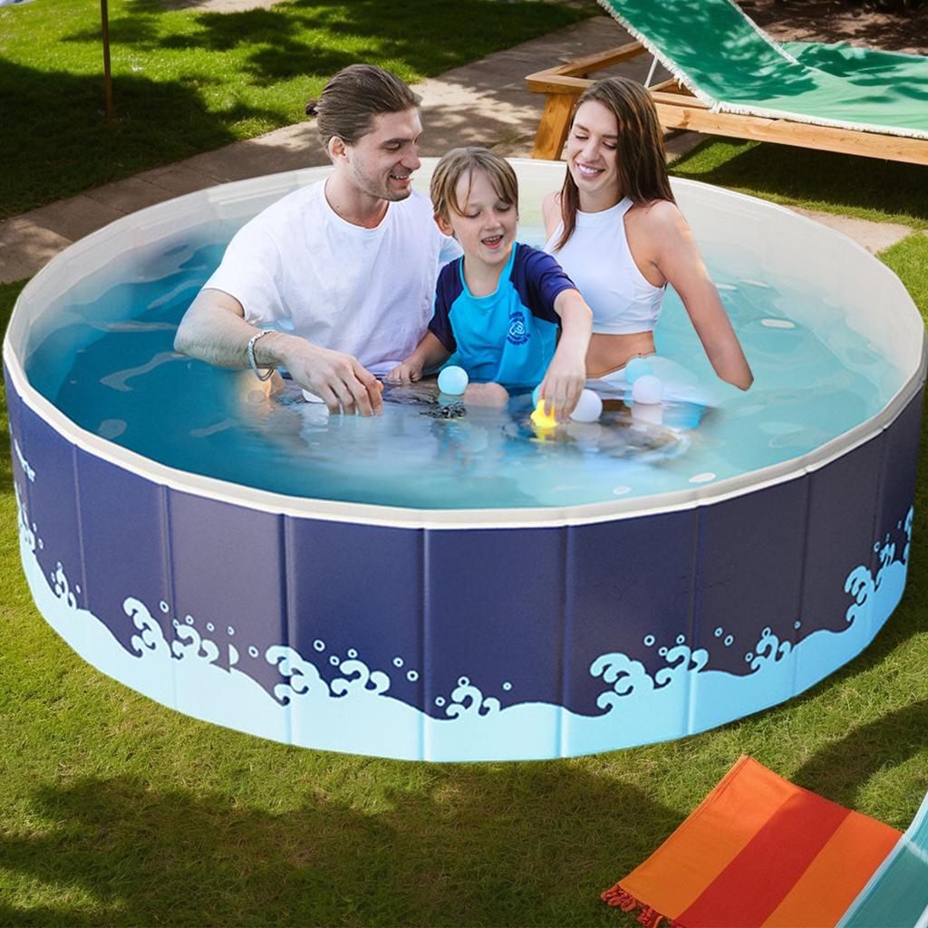 Foldable Non-inflatable Swimming Pool Non-inflatable Ground Swimming Pool Swim Tool with Space-Saving Nylon Design for Outdoor