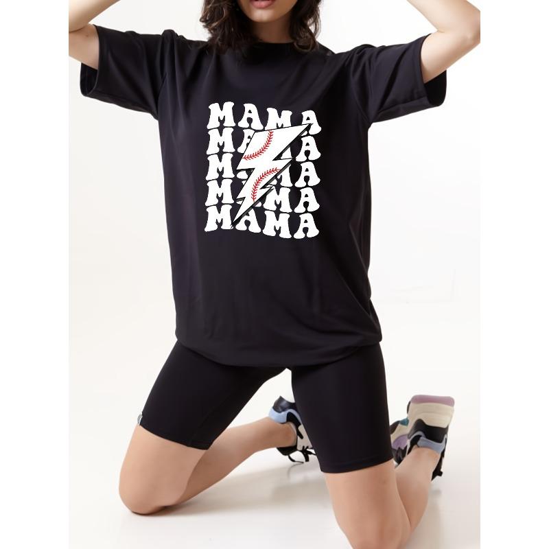 

Letter Print Spring Summer Casual T-Shirt Round Neck Short Sleeve Sports T-Shirt Women s Top 4XL чорний