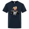 Motorcykelentusiast Street Ted Rider Tryckt T-shirt Herr Lös Casual Kortärmad Sommar Andningsbar T-shirt Bomullskläder