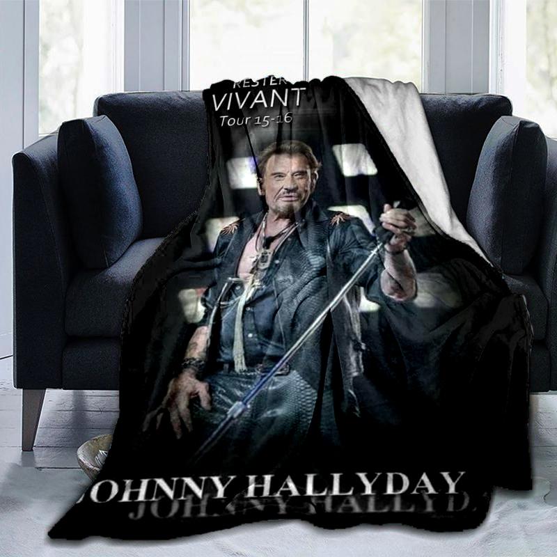 1pc RESTER VIVANT Tour 15-16 JOHNNY HALLYDAY print blanket soft bedding sofa bedroom home decor fan goods q7