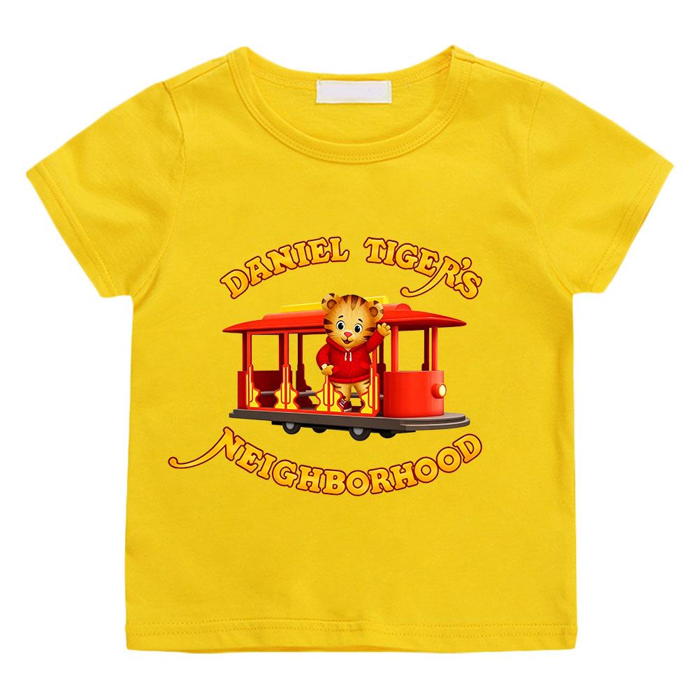 Cotton Children's T-shirts Daniel Tiger’s Neighborhood Cartoon Print Short Sleeve Retro Boys Cute Girls Tees Casual Tops Summer