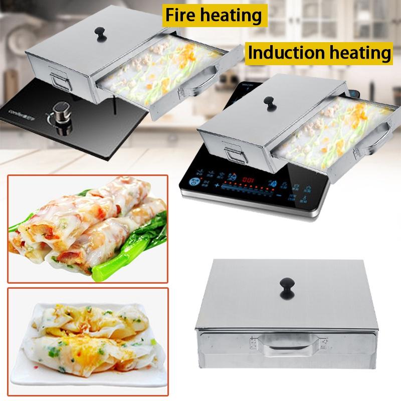 301 Grade Stainless Steel Rice Noodle Roll Steamed Jiaozi Bun Steam Machine Household Vermicelli Roll Steaming Furnace Steamer Silvery New