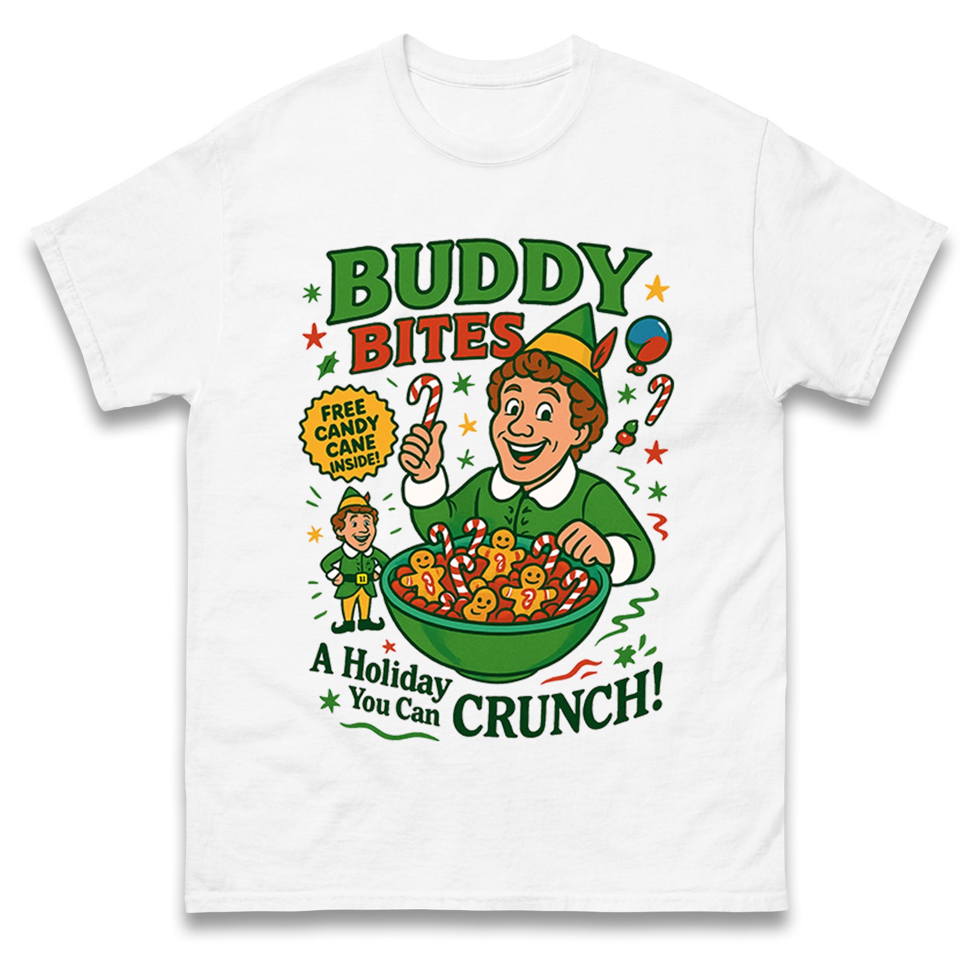 

Buddy Bites Buddy The Elf Christmas T Shirt Tshirt Mens Womens Unisex Tops Tees 3XL